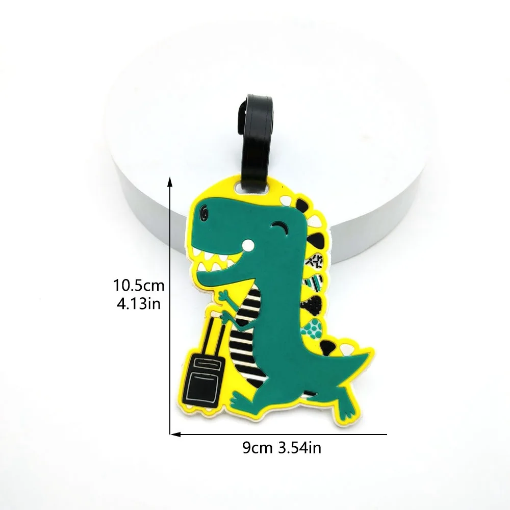 Travel Accessories Cute  Dinosaurs Luggage Tag Silica Gel Suitcase ID Address Holder Baggage Boarding Tag Portable Label