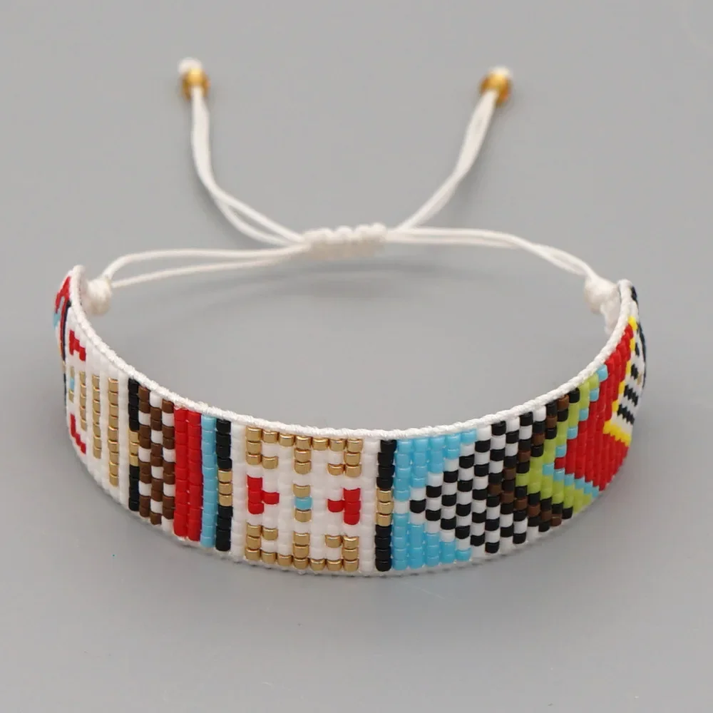 

Beaded bracelet Colourful Geometric Pattern Handwoven Trendy Minimalist Versatile Adjustable Bohemian Rice bead bracelet