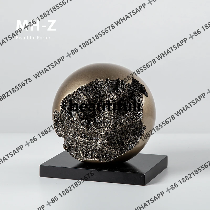 Nordic light luxury imitation copper texture abstract spherical resin ornament modern home living room entrance
