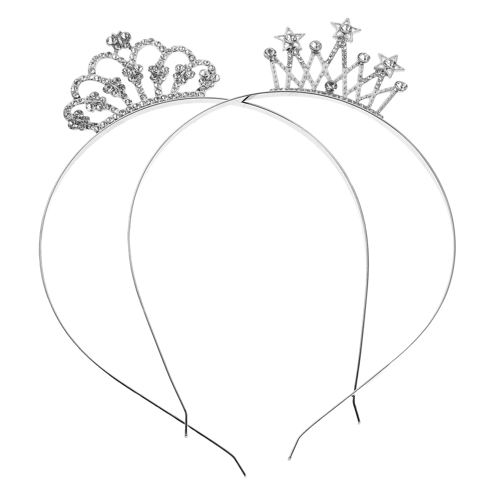 

2Pcs Princess Tiara Headband Rhinestone Crystal Crown Children's Sparkling Hair Accessories for Kids Birthday Party