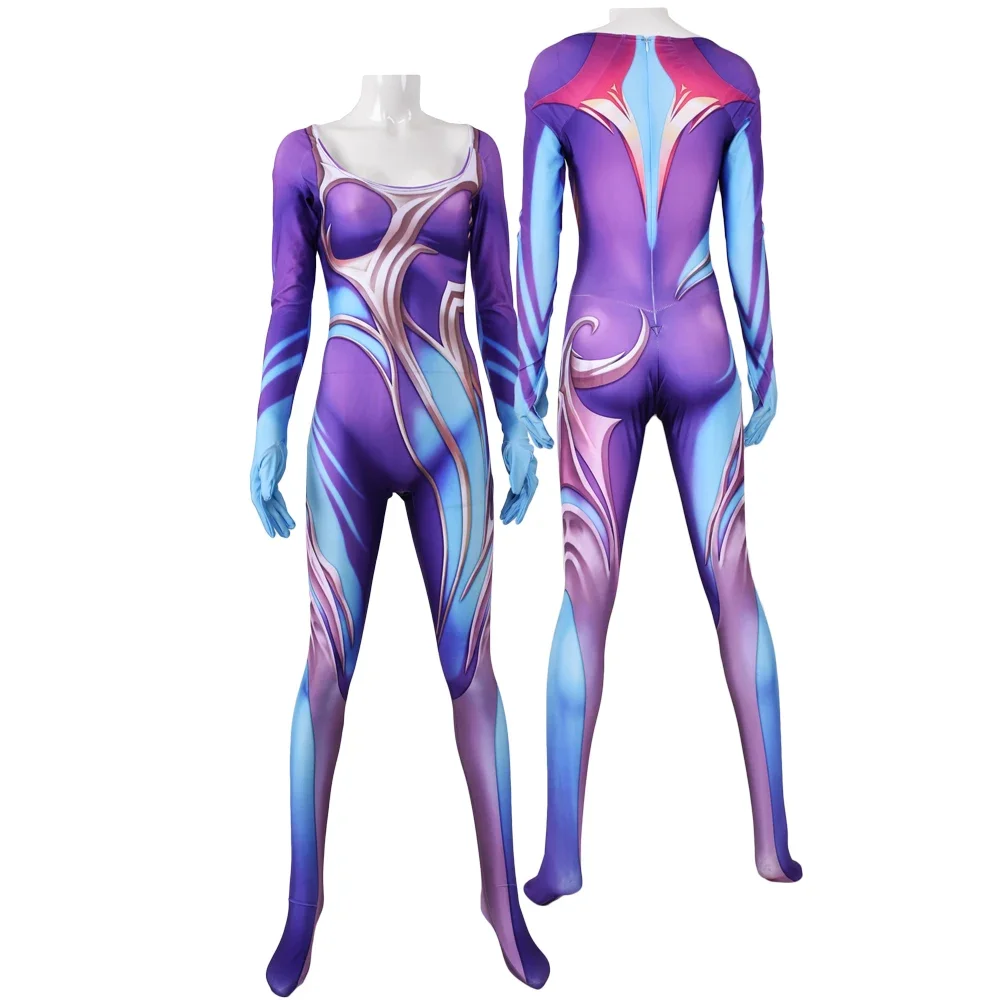 Halloween Kaisa Cosplay Kostuum Vrouw Superheld Kai'sa Zentai Pak Vrouwelijke Bodysuit Volwassenen Kids