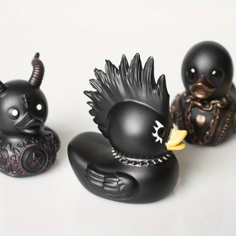 1PCS Duckieville Duck Satan Duck Punk Duck Death Rock Duck Resin Crafts Suitable for Halloween Party Decorations, Room Desktop D