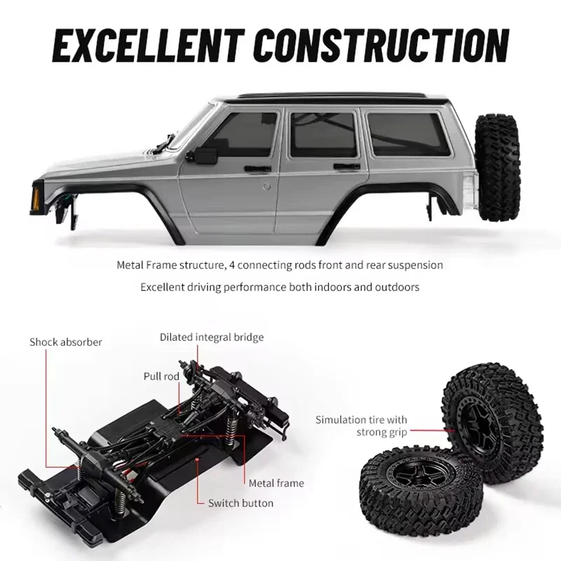 JJRC C8809 1/18 RC Car 2.4G Remote Control Crawler 4WD Electric Climbing Off-Road Model Car Toys for Children view 4
