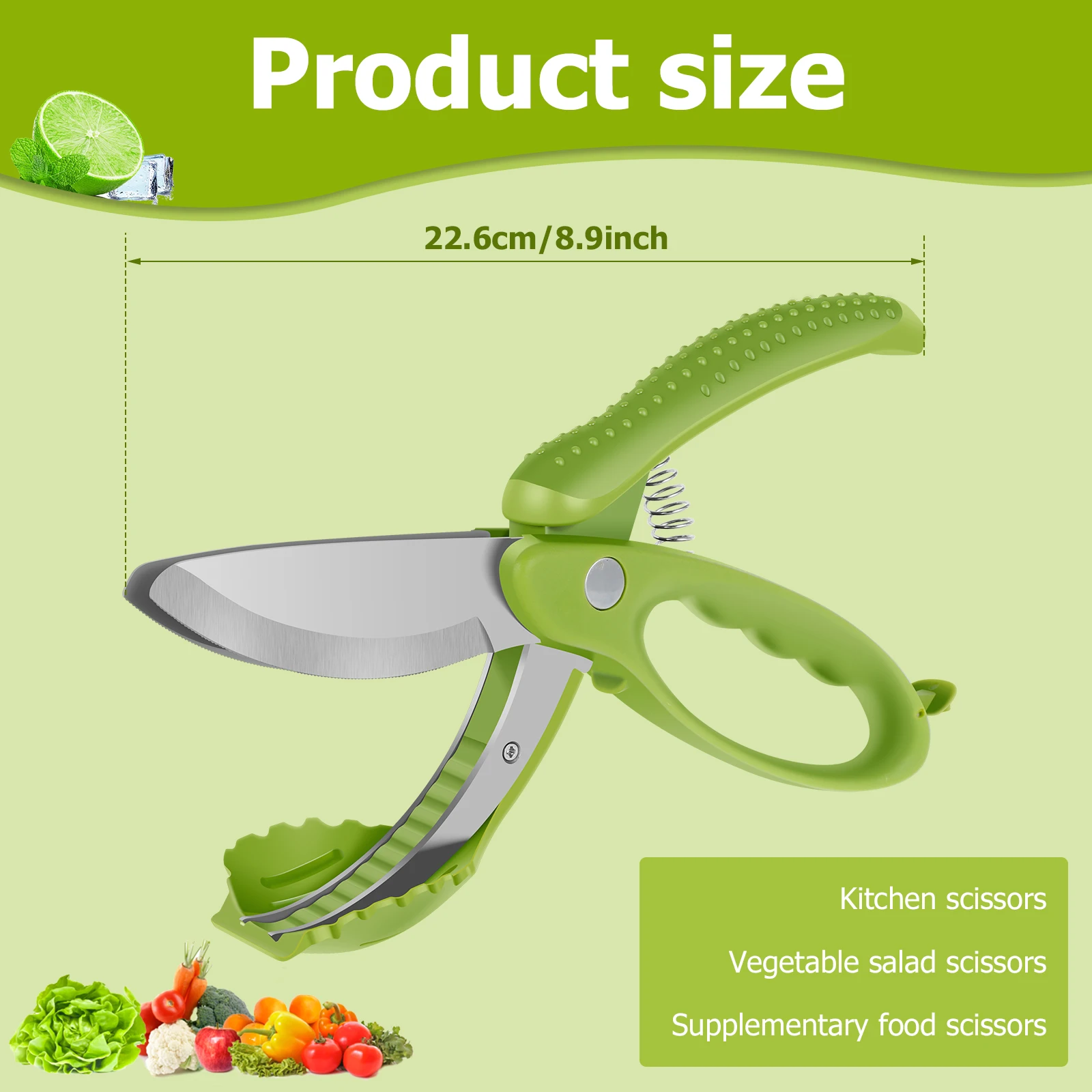Salad Scissors with Double Blades for Tossing & Chopping Multifunctional Food Cutter Scissors Fast Double Cutting Kitchen Gadget