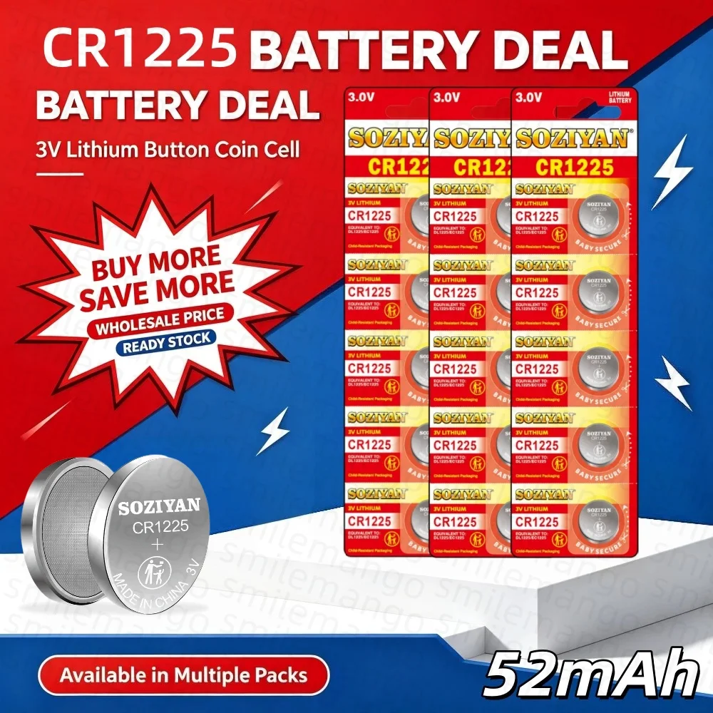 2-50PCS CR1225 3V  Lithium Button Battery BR1225 LM1225 DL1225 CR 1225 ER1225GP Coin Cell Watch Batteries for Toys Remote