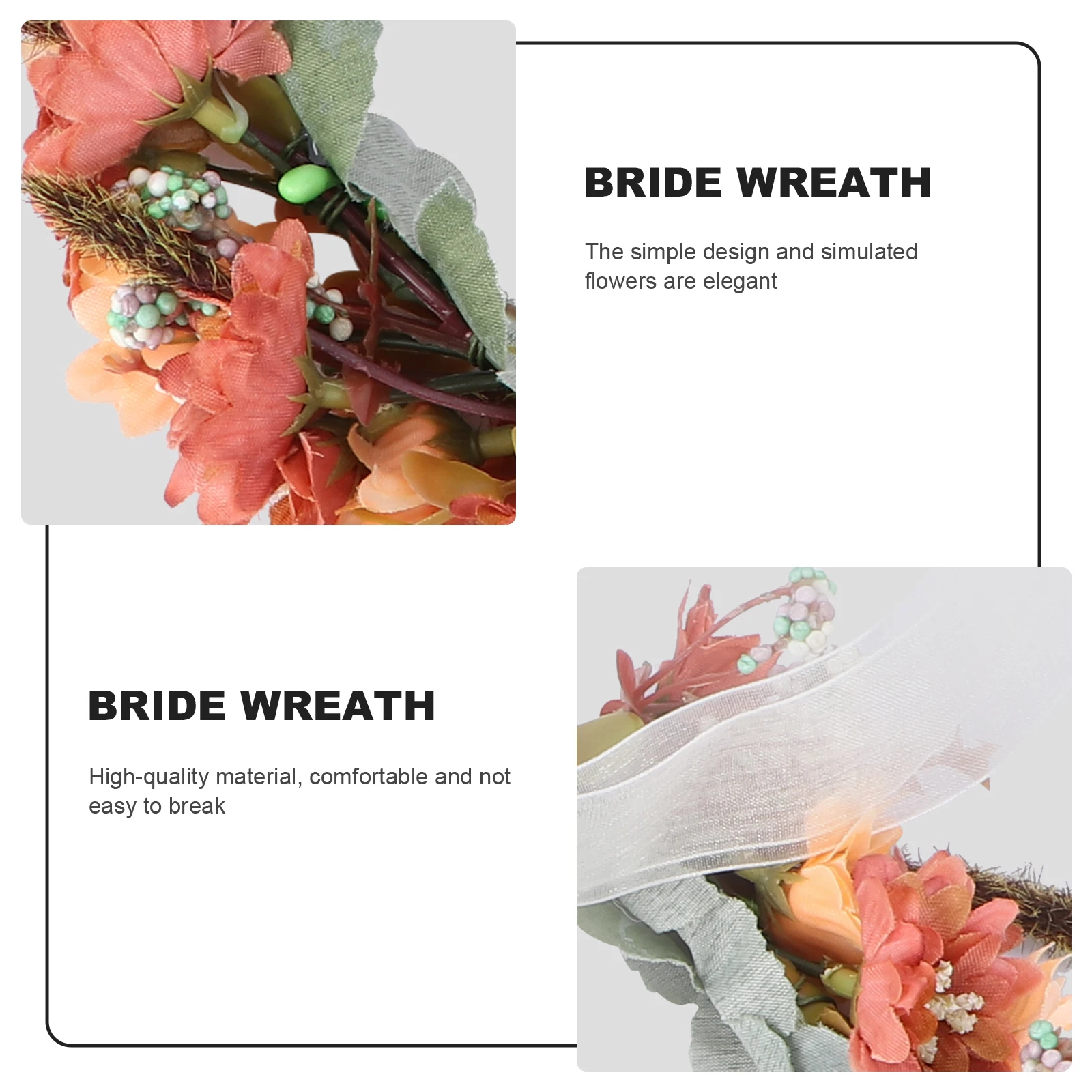 

Flower Headwear Bridal Wreath Tiara Rattan Plastic Light Comfortable Photography Prop Wedding Headdress Accessories Party Dance