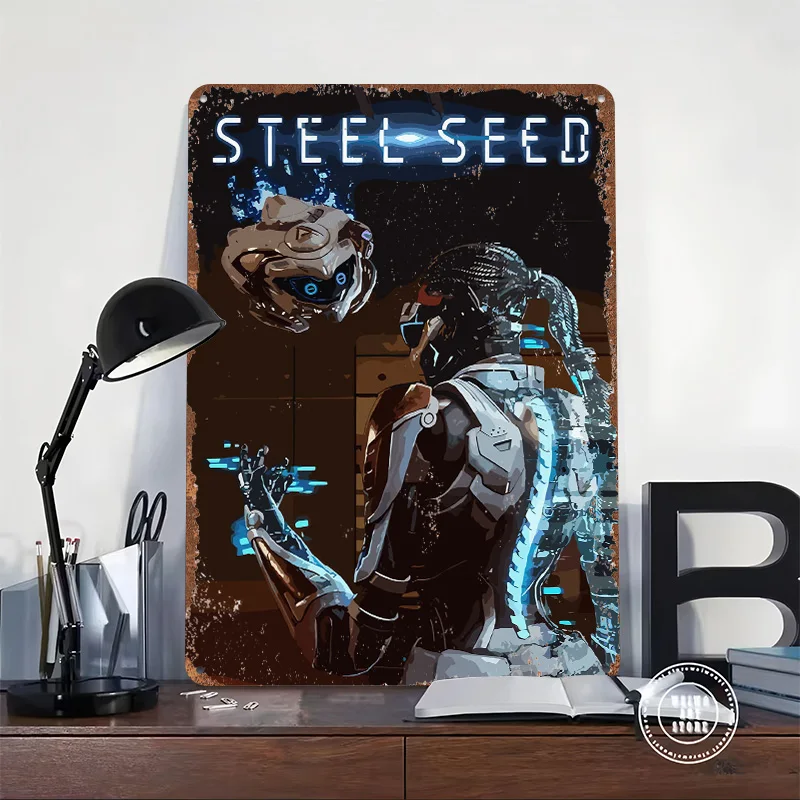 Steel Seed Game Cover Art Personalized 3D Textured Metal Poster Wall Art Vintage Tin Signs for Bathroom Decor Room Wand Deko