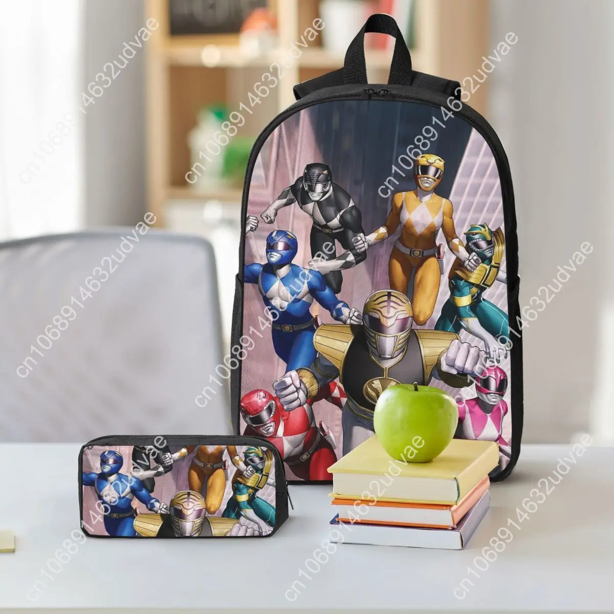 Mighty Morphin Power Ranger Backpack Boys Girls BookBag School Bag Laptop Shoulder Bags 3ps Insulated Lunch Bag Pencil Case