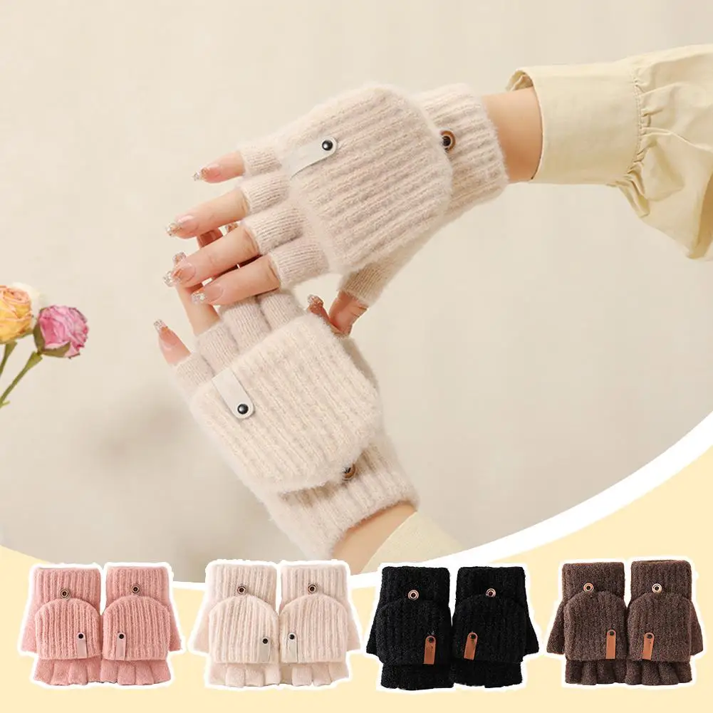 

Winter Warm Knitted Fingerless Gloves for Men Women Couples Outdoor Cycling Cold Weather Half Finger Touchscreen Gloves