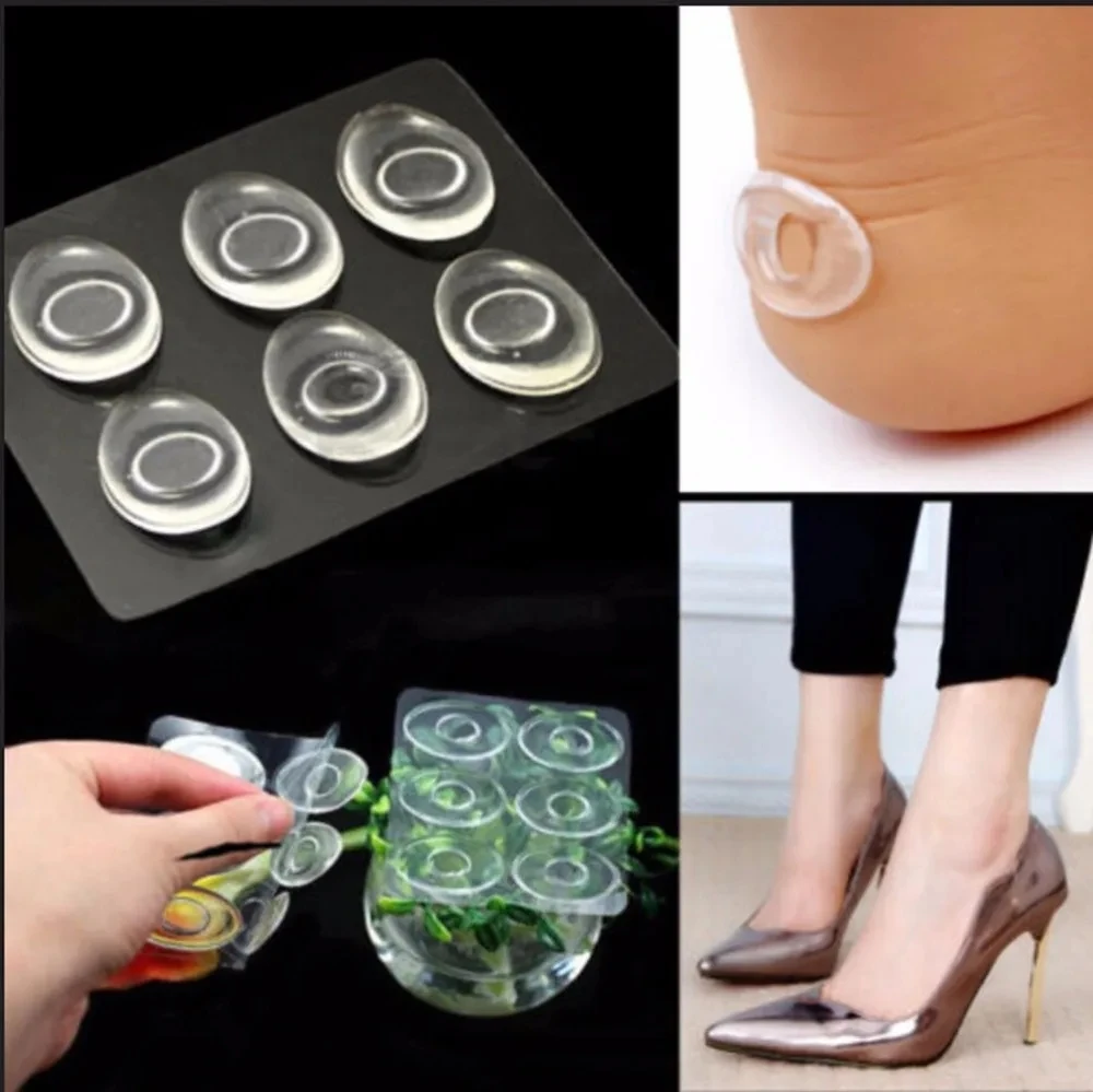 6pcs=1pack Silicone Sticky Gel Back Heel Grips Liner Shoe Inserts Pad Cushion Insole Shoes Gel Silicone Round Stickers