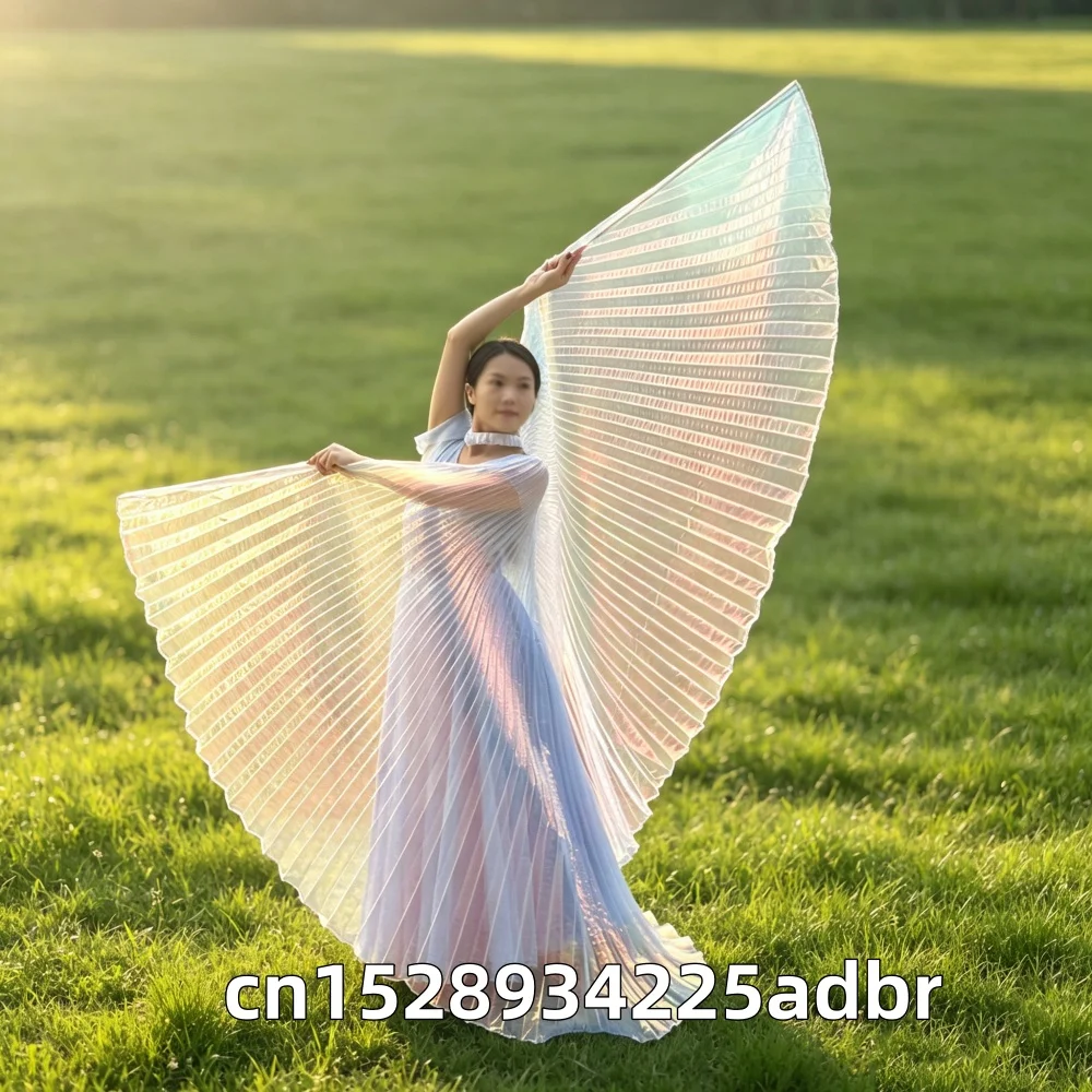Transparent Gradient Belly Dance Isis Wings Women Split/Non-Split Adult Stage Performance Carnival Dance Costume
