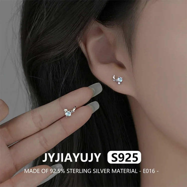 

JYJIAYUJY 100% Whole Original Sterling Silver S925 Stud Earrings In Stock Deer Antlers Fashion Jewelry Gift Daily Wear E016