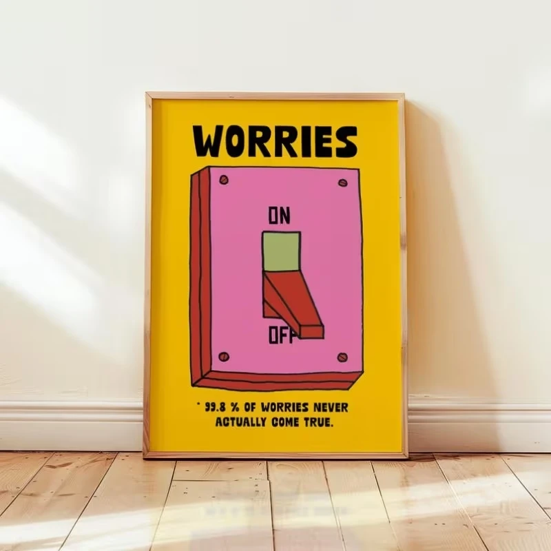 Affirmation positive minimaliste avec interrupteur rétro mignon, impression sur toile, peinture murale, affiche, image pour décoration de salon et de maison