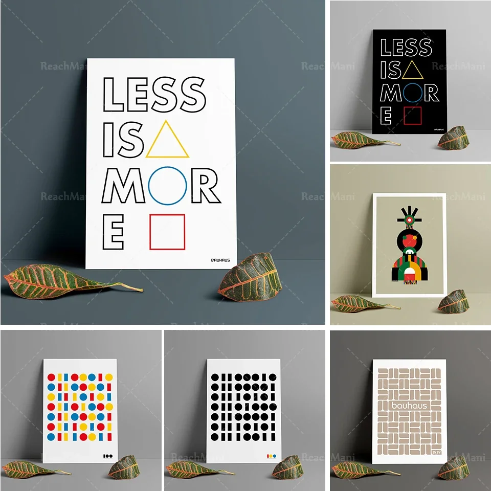 Bauhaus Poster Exhibition Retro Prints Less is More Canvas Painting Wall Art For Living Room Home Decor