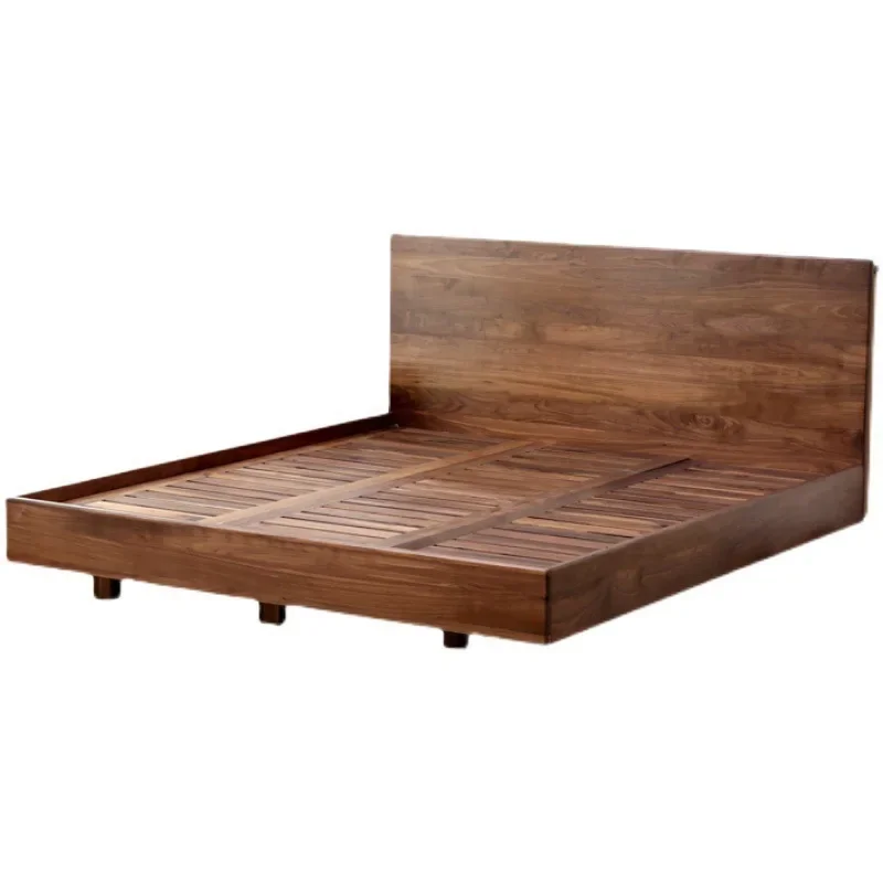 

North American black walnut, floating floor bed, Japanese minimalist Nordic cherry bed