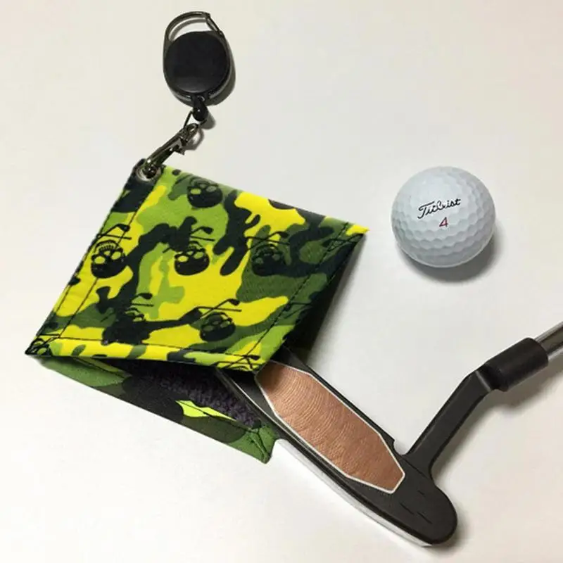 Toalla de bolsa de Golf duradera de doble cara, toallas de Golf de algodón con Clip, limpiador de palos de Golf, accesorios de Golf prácticos para