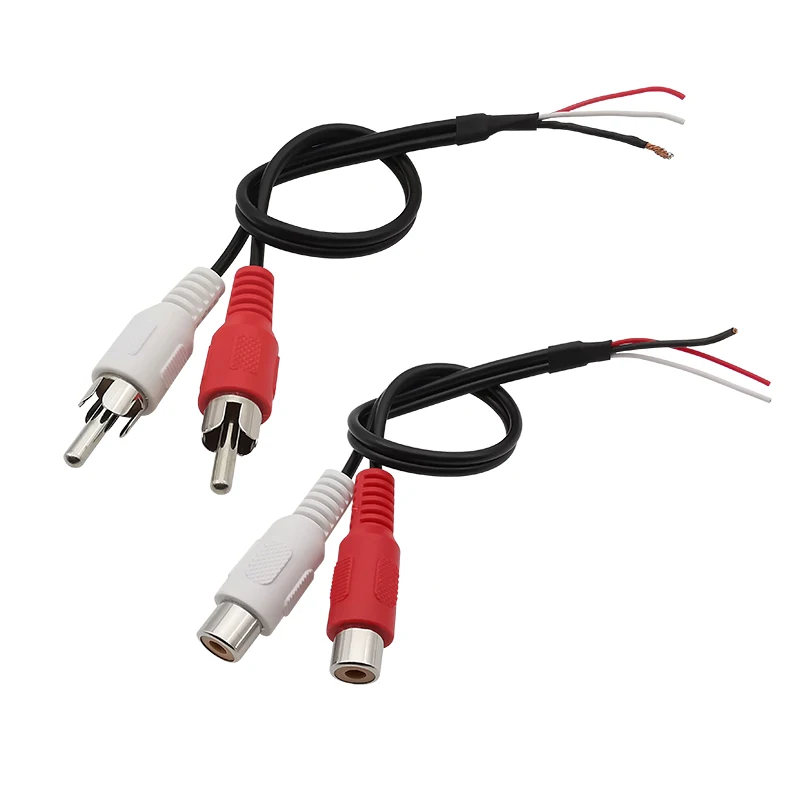 RCA Male Plug / RCA Female Socket to Bare Wire Open End Audio Video Camera Cable Extension Soldering DIY Cord Connector