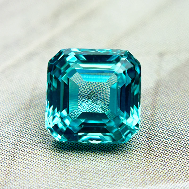 Im Labor gezüchteter Paraiba Asscher-Schliffedelstein für selbstgemachte, fortschrittliche Schmuckherstellung, Inlay, Ring, Halskette, Armband, wählbares Zertifikat – Detail 2