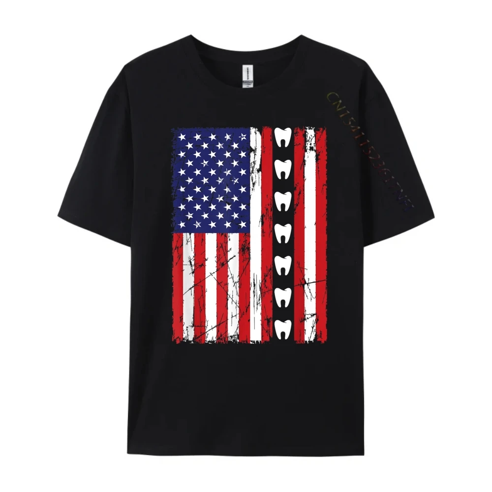 

American Flag Dentist 3d Printed T Shirts Designer Clothes Men Graphic Cotton Streetwear Short Sleeve
