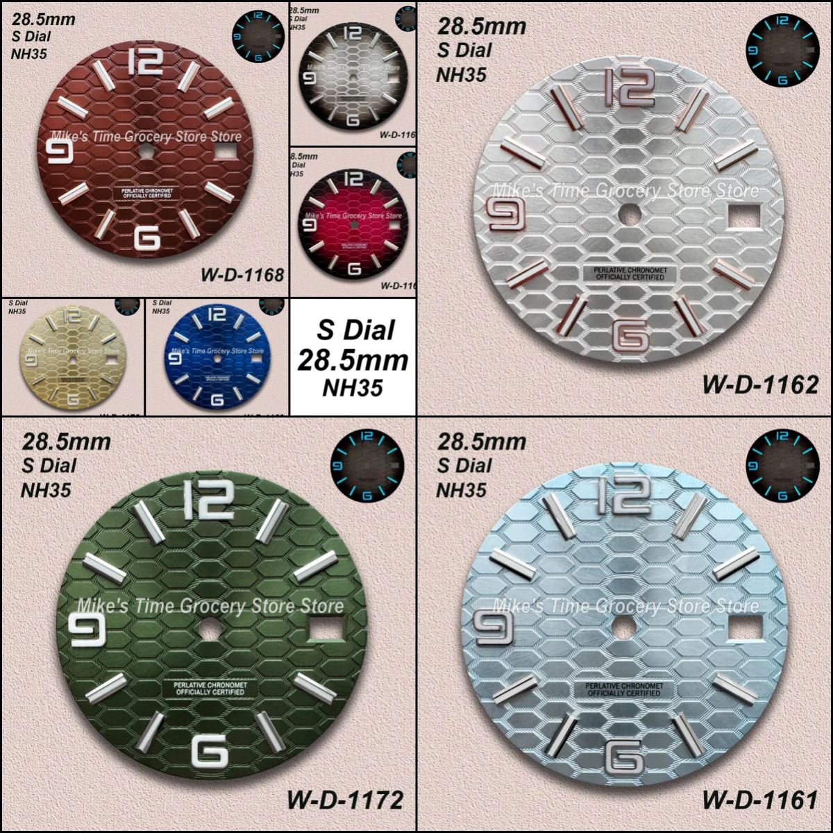 

28.5mm S Logo New Style Diving Dial Fit NH35/NH36/4R Japan Movement Ice Blue Luminous Watch Modification Accessories