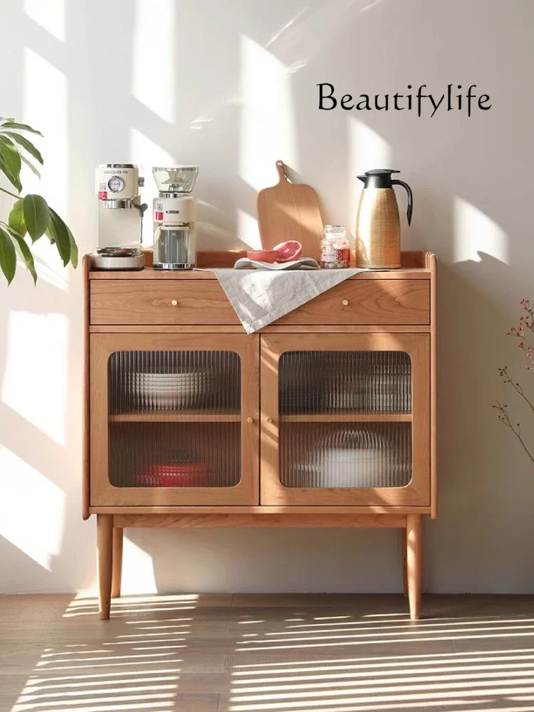 

Nordic Cherrywood Sideboard Cabinet Apartment Living Room Wall Sofa Side Cabinet Solid Wood Tea Japanese Style Storage Cabinet