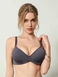 Simple Solid Seamless Bra, Comfy & Breathable Underwire Push Up Bra, Women's Lingerie & Underwear