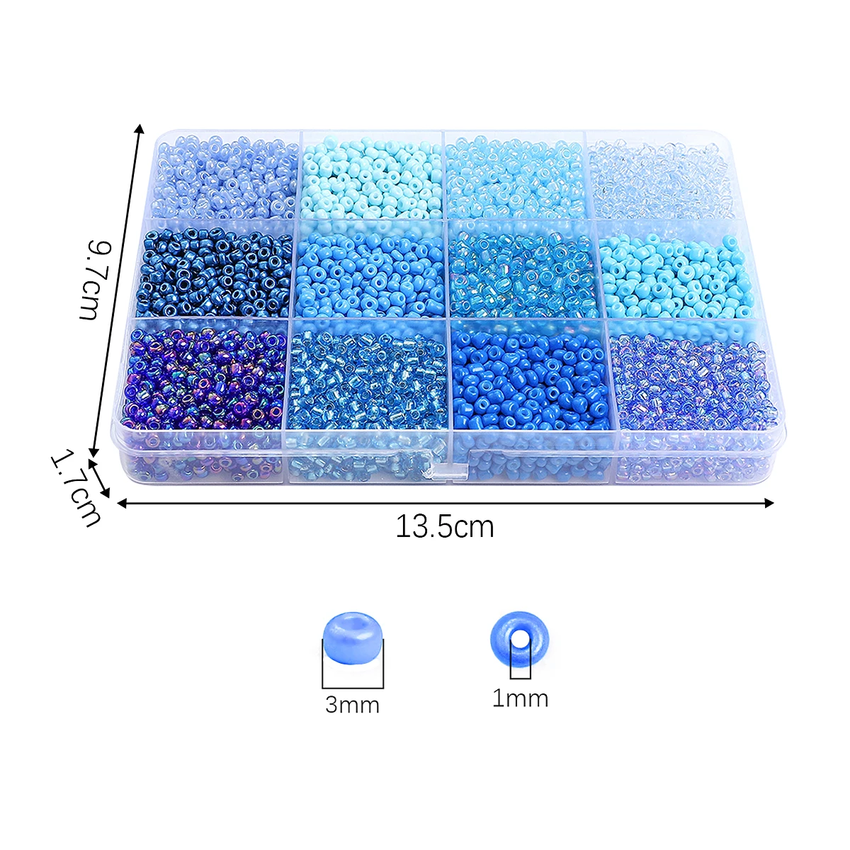 12 Grid 3mm Glass Seed Beads Set For DIY Jewelry Making Handmade Bracelets Necklace Earrings Accessories 15g/grid About 6000pcs