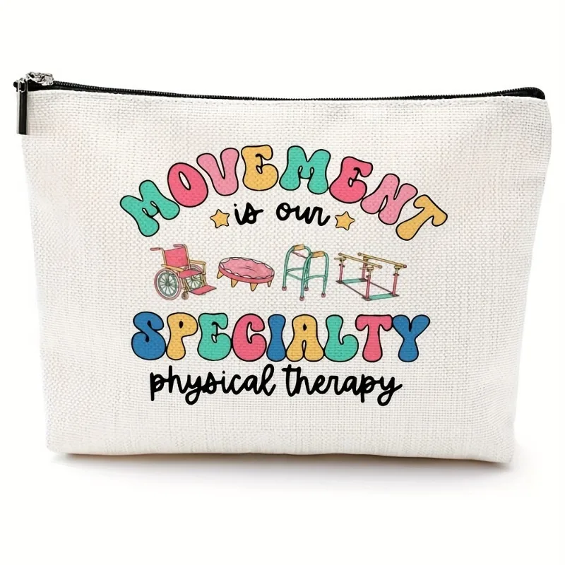 An inspiring physiotherapy makeup bag，Canvas toiletry bag，With chain，Hand Wash，Lightweight，Zipper closure，Unscented professional