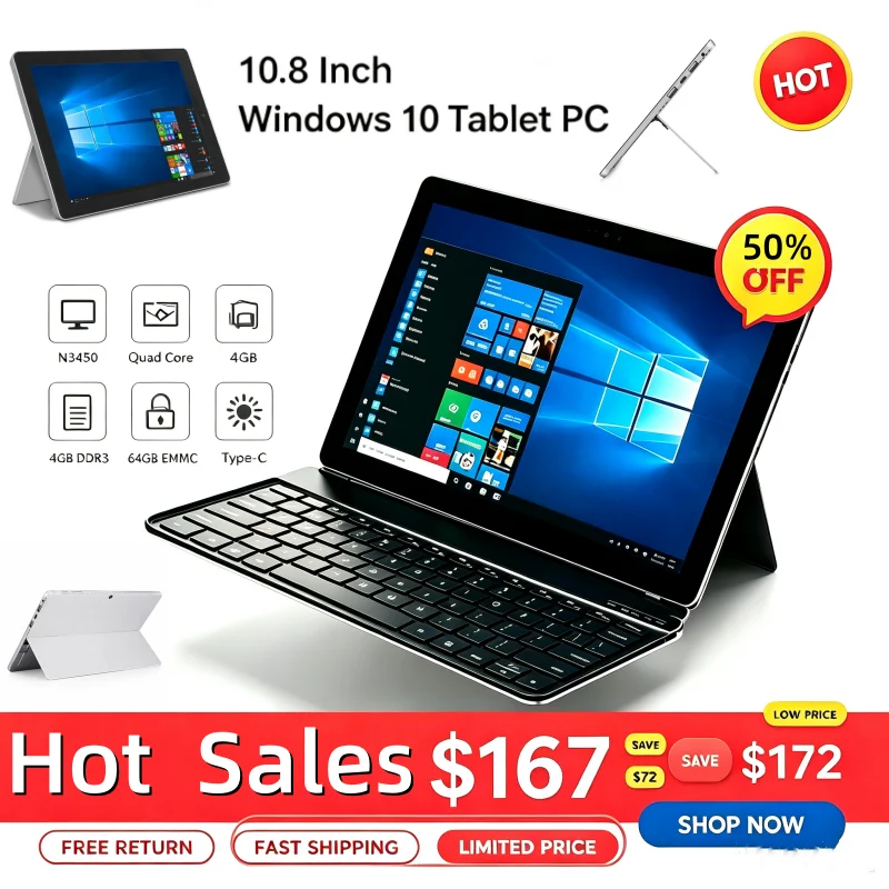 10.8인치, 64비트, Q1 RAM 4GB, ROM 64GB, Windows 10 태블릿 PC, 모델명 CWI540, CPU N3450 쿼드 코어, 1920x1280 IPS 화면, Wi-Fi 지원