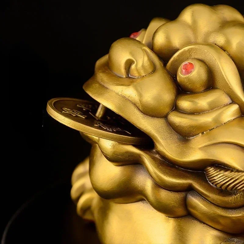 

Feng Shui Attract Wealth Brass Golden Toad Ornament Home Living Room Entryway Wine Decor