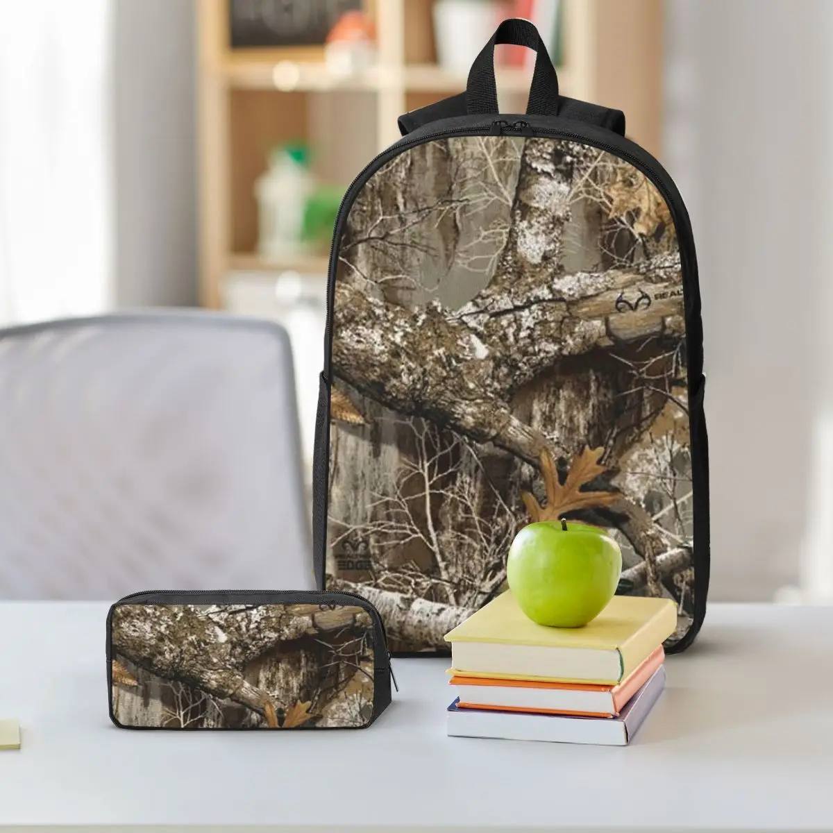 Real Tree Backpack Student Boys Girls BookBag School Bag Computer Shoulder Bags 3ps Insulated Lunch Bag Pencil Case