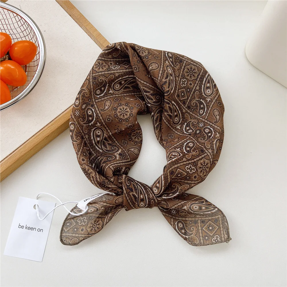 Square Scarf Cotton Linen Polka Dot Soft Breathable Lightweight Women Summer Travel Headband Neckerchief Versatile