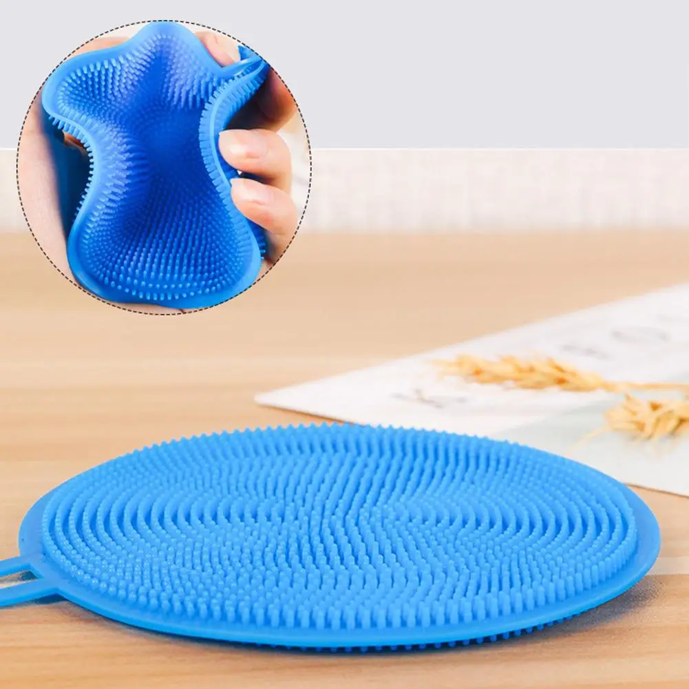 Silicone Dishwashing Brush Kitchen Cleaning Brush Non-greasy Decontaminate Sponge Scrubber Fruit Vegetable Cleaning Cloth Gadget