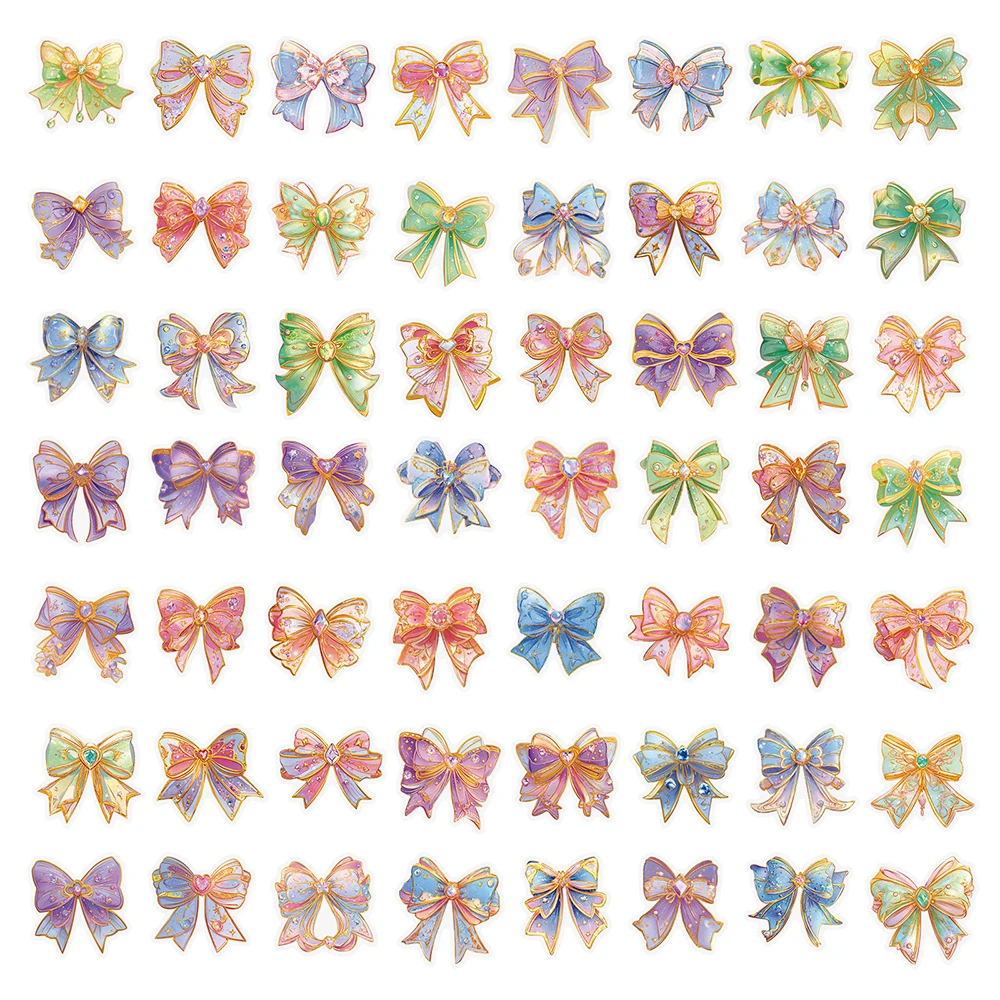 10/30/56 szt. Przezroczyste Kolorowe Naklejki z Kokardkami Coquette, Naklejki z Postaciami z Kreskówek DIY na Deskorolkę, Telefon, Bagaż, Estetyczne Naklejki Graffiti w Stylu INS