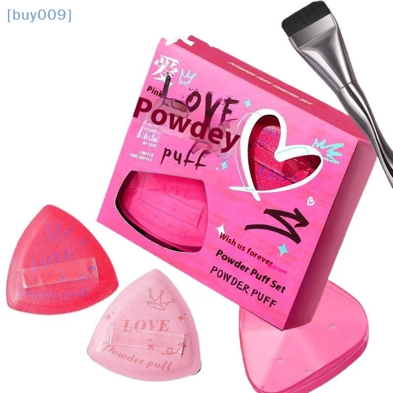 【buy009】4 قطع/مجموعة منتفخة البودرة الوردية مع فرشاة كريم الأساس كارتون جرافيتي مارشميلو وسادة هوائية خافي عيوب البشرة أدوات مكياج