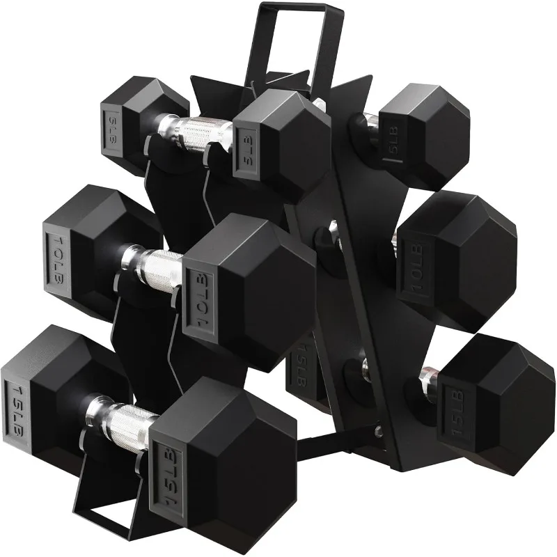 

BalanceFrom Premium Rubber Encased Hex Dumbbell Sets, 46LBS Set, 60LBS Set, 100LBS Set