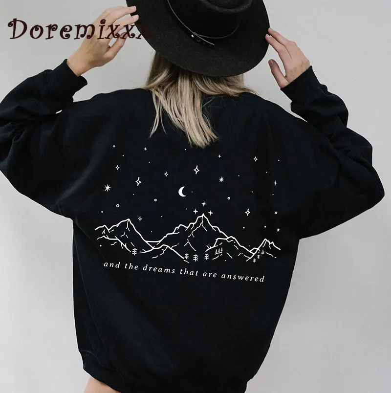 City of Starlight Vintage Women Sweatshits A Court of Stars Print Femme Winter Clothes Harajuku Loose Casual Sweatshirt Moletom