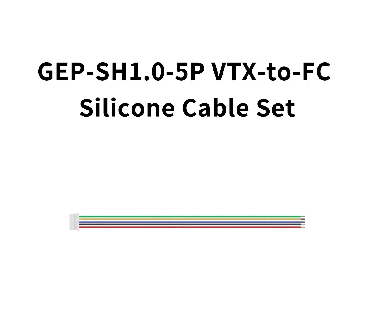 

Набор силиконовых кабелей GEPRC SH1.0-5P VTX-to-FC с гнездовым разъемом с шагом 1,0 мм и высокогибким силиконовым проводом 30AWG, легко припой