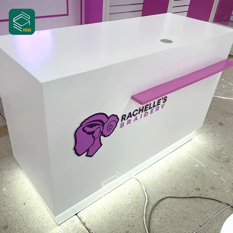 Custom.Supplies كشك مستحضرات التجميل عرض خزانة أرفف صالون التجميل مستلزمات الشعر متجر الجمال شعر مستعار عداد #6