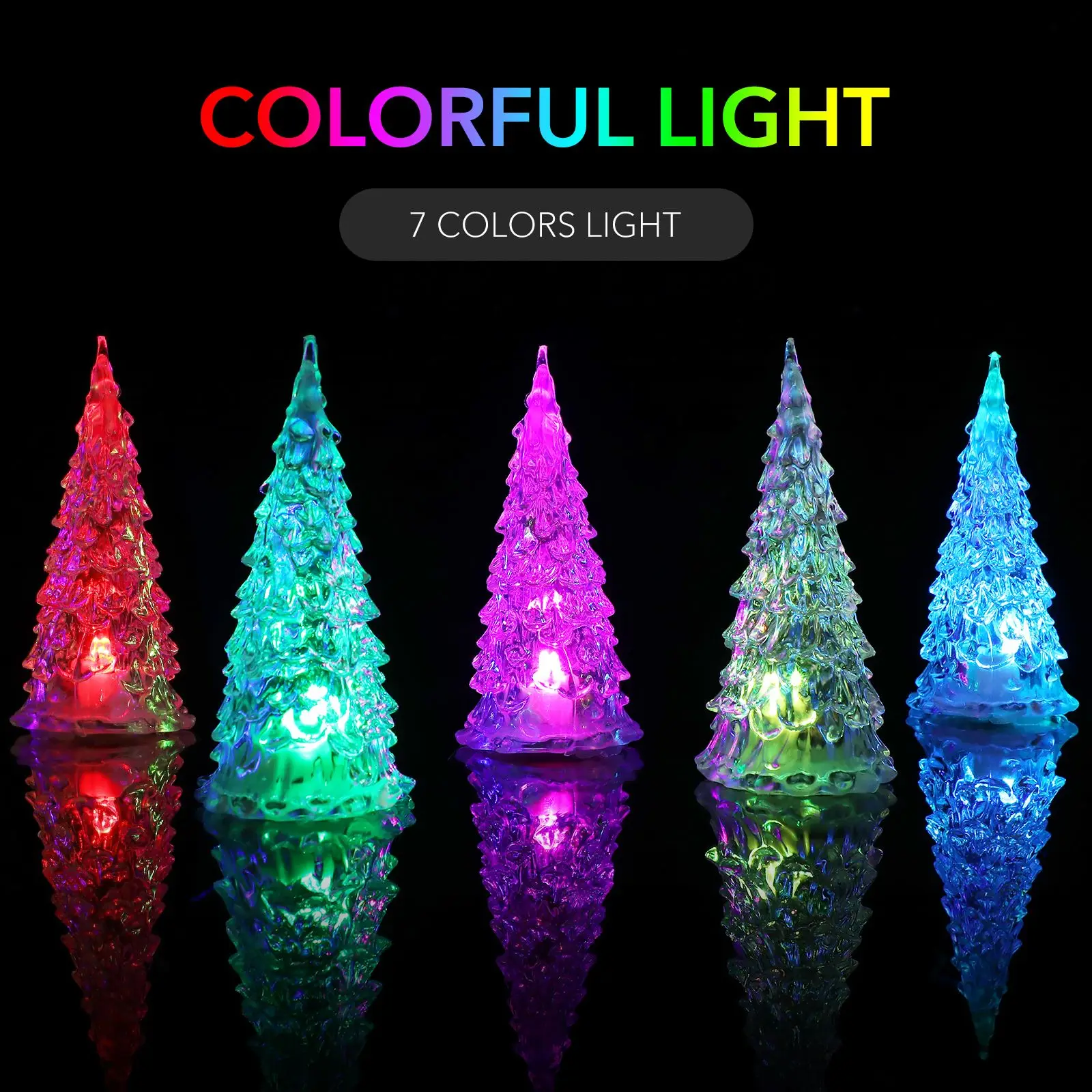 

5pcs Glowing Christmas Tree LED Light Miniature Colorful Flashing Christmas Tree Night Light Bedside Lamp Decoration Xmas Light