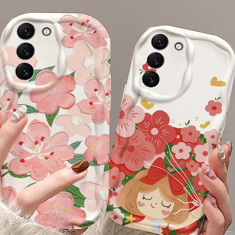 

Anime Flower Cartoon Art For Samsung S24 S23 S21 S20 Ultra Plus FE A73 A72 A71 A51 A31 A05S A05 A04 5G Wave Oil Funda
