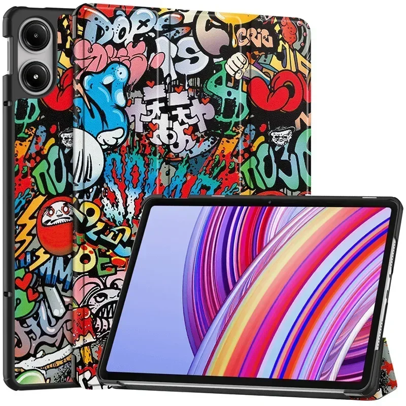 

For Xiaomi Redmi Pad Pro 2024 Tri-Folding Flip Stand Case Funda For Xiaomi Poco Pad 12.1 Tablet with Auto Sleep Cover PU leather