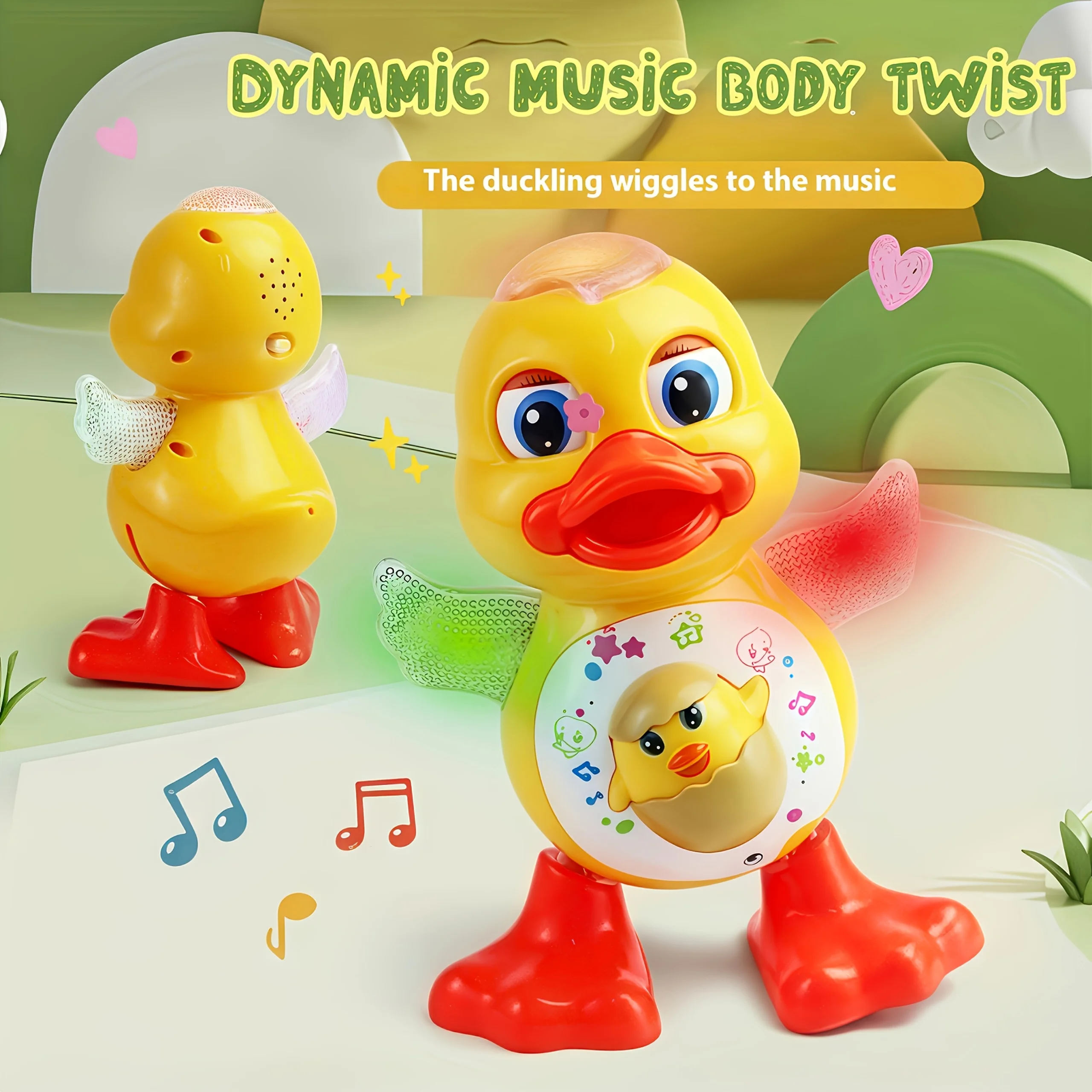 Pato bailando eléctrico, luces parpadeantes divertidas, juguete para cantar, pato con piernas y brazos que se mueven, lindo juguete educativo de animales de dibujos animados musicales, (batería no incluida), regalo de cumpleaños, regalo de Navidad