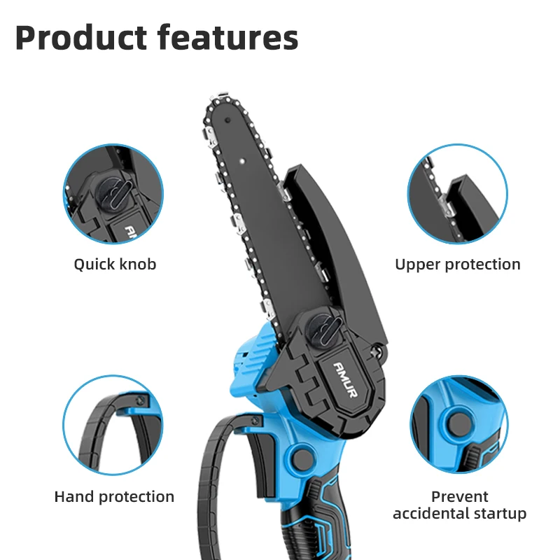 21V 6-Inch Mini Chainsaw Powerful Cordless Rechargeable Handheld Small Electric Saw 2000mAh Battery Pruning Garden Tool