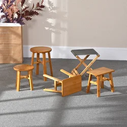 Household Bamboo decoration Folding stool Shoe Changing Portable Footrest Outdoor Camping Fishing School Picnic Chair Step Stool