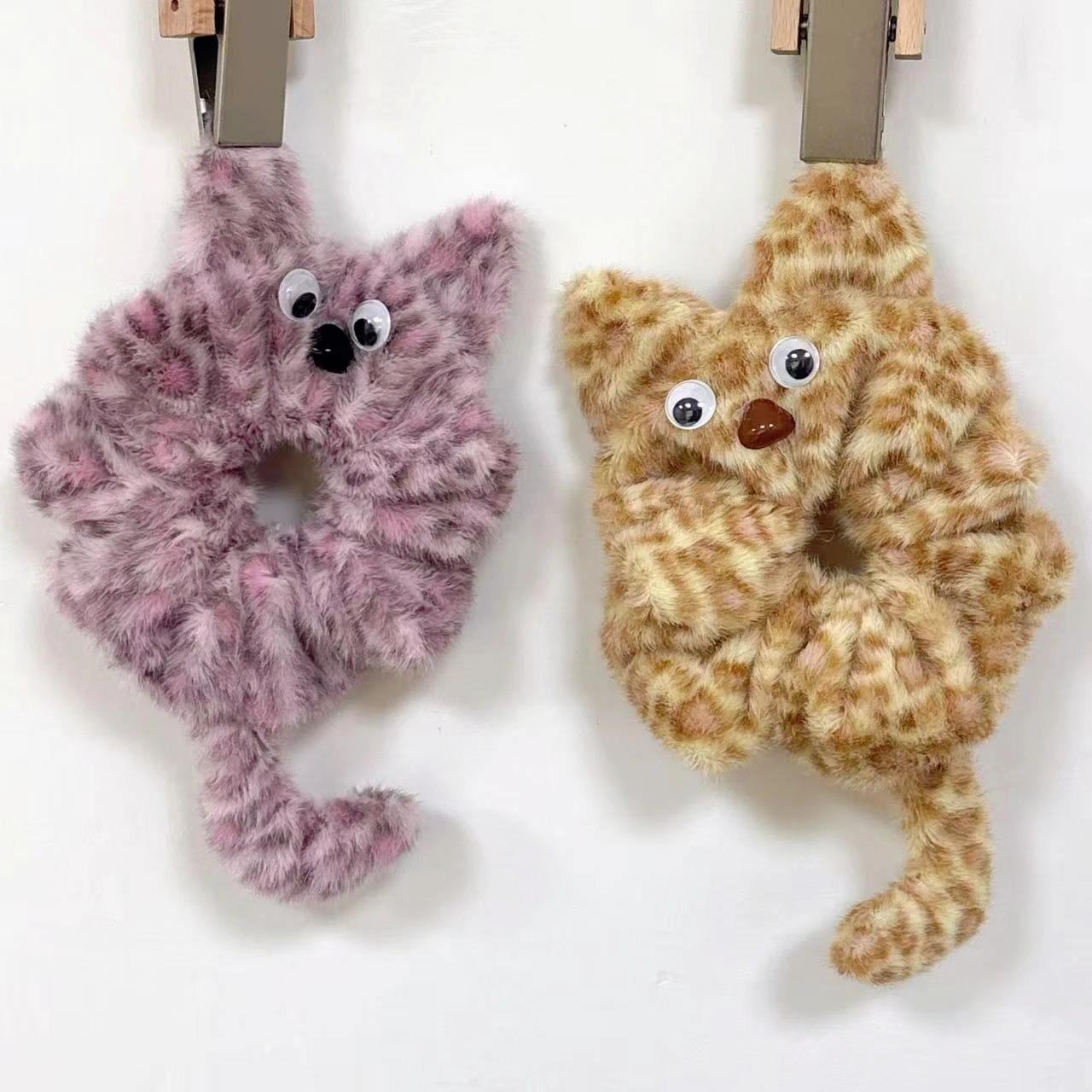 

Cute Plush Cat Scrunchie Hair Tie for Women GirlsFuzzy Animal Hair Accessories with Tail Kawaii Soft Elastic Ponytail Holder