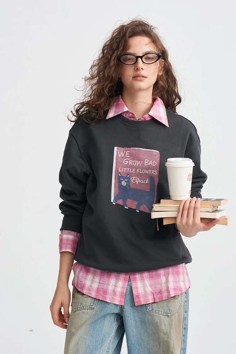 ELFSACK Damen-Sweatshirt mit Grafik- und Slogan-Print, Alltags-Outdoor-Oberteil – Detail 14