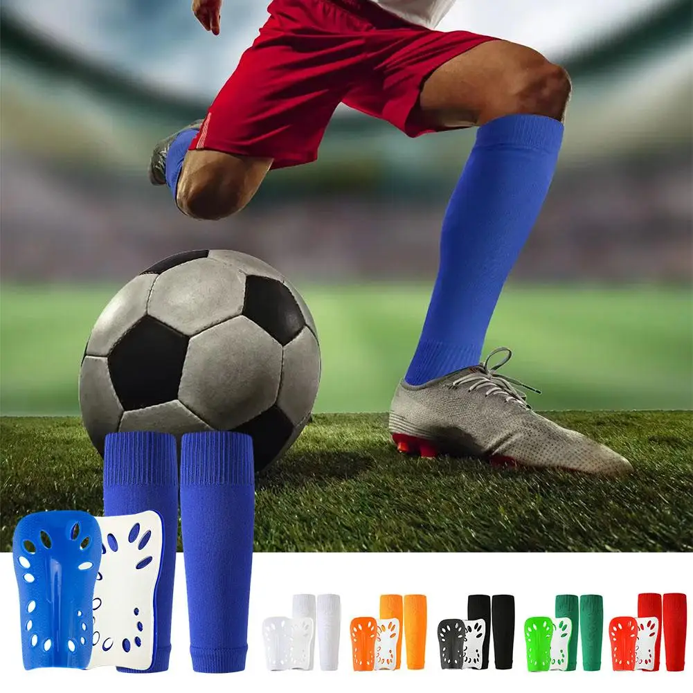 

Football Shin Socks For Adults Sport Soccer Football Shin Guard Socks Pads Solid Color EVA Cushion Protection X1Y8