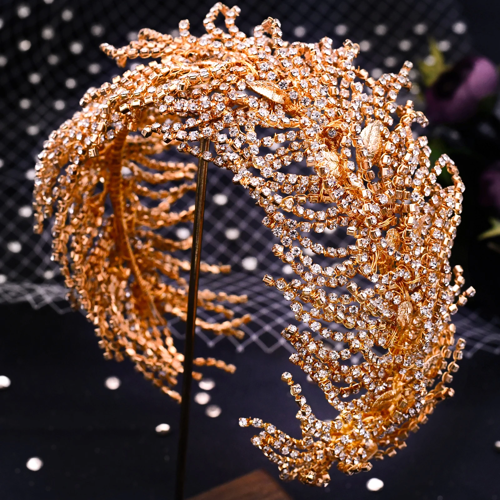 Diadema nupcial de lujo Retro para mujer, tocado de cristal dorado/plateado, accesorios para el cabello para banquete de boda y graduación, 2022