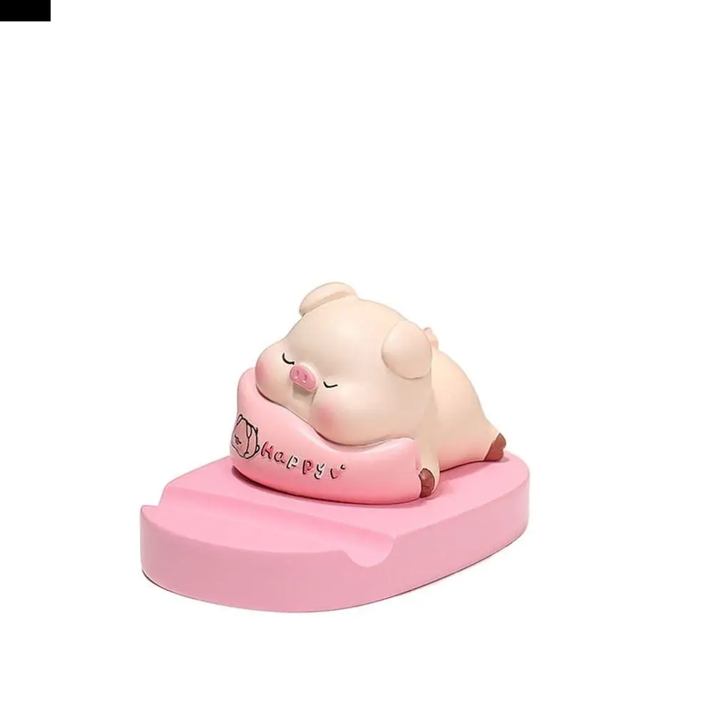 

Cute Resin Doll Doll Mobile Phone Stand Figurine Model Pig Animal Phone Holder Miniatures Support Phone Bracket Desk Decoration